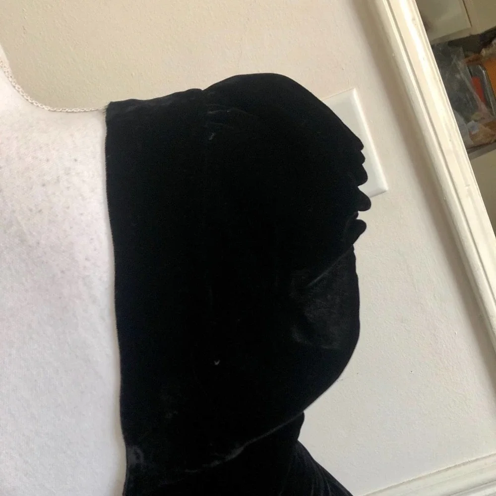 30s Vintage Art Deco Bias Cut Silk Velvet Black Dress - Picture 7 of 13